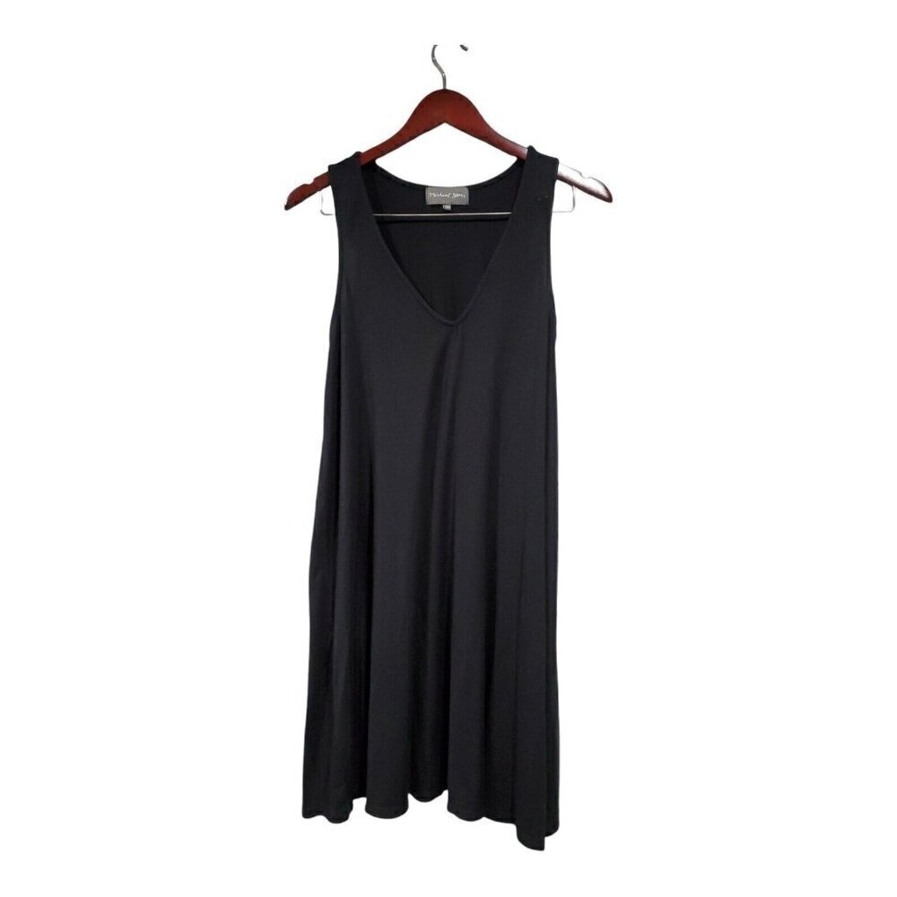 Michael Stars Women's Tank Dress V-neck Black Knit Sleeveless Comfort Size M